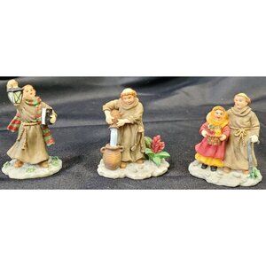 Christmas Around the World 3 MONKS village figurines Owell monastery abbey friar